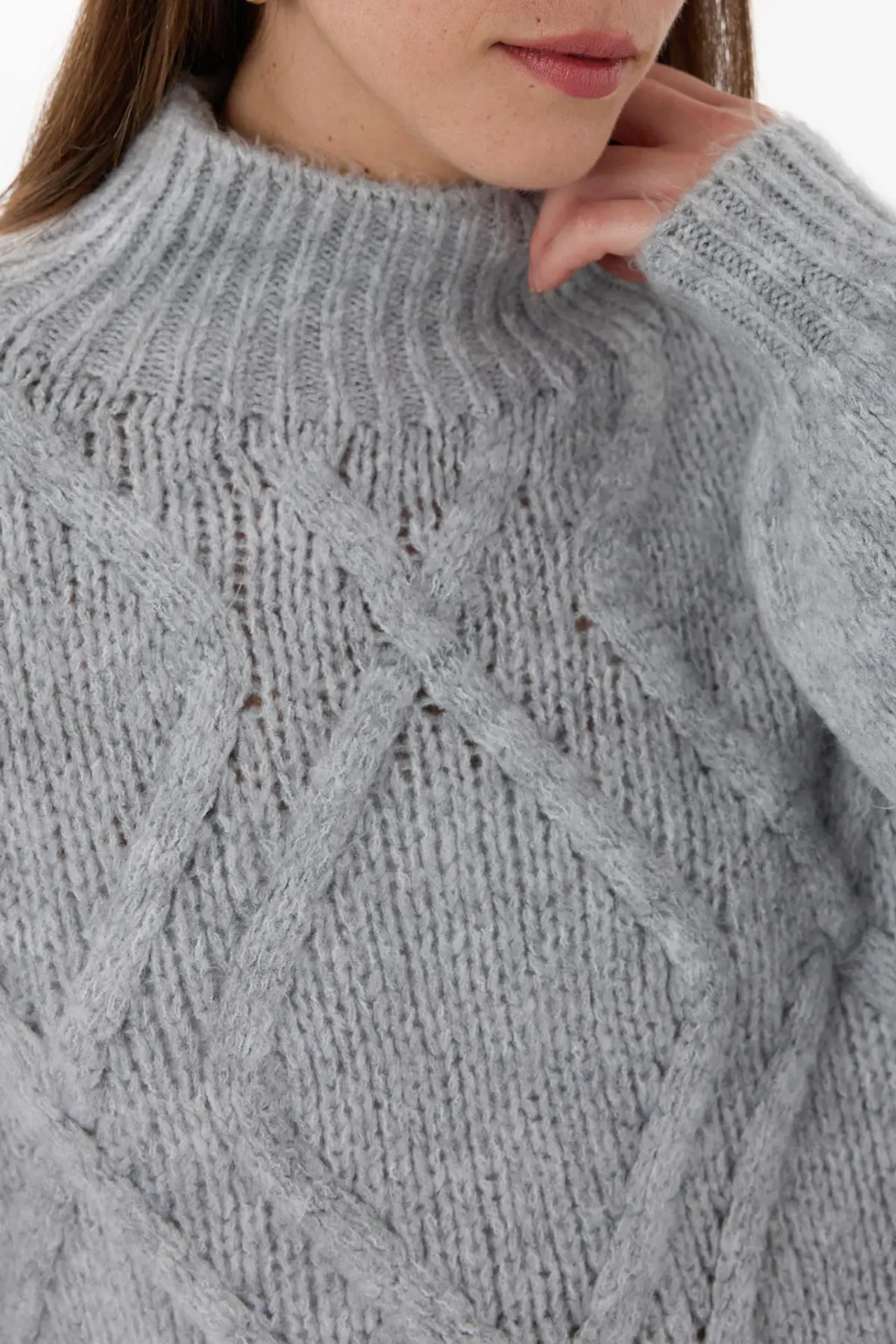 Textured Oversized High-Neck Sweater
