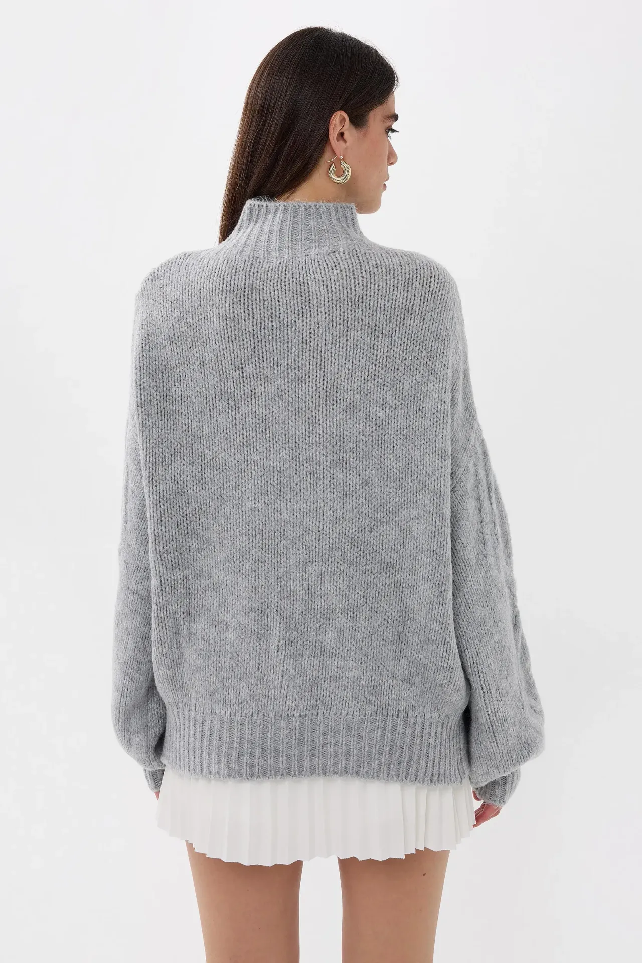 Textured Oversized High-Neck Sweater