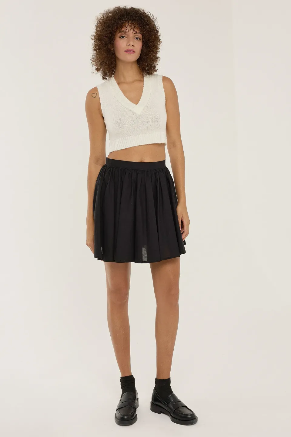 Knitted V-Neck Two Pieces Set with Button Detail