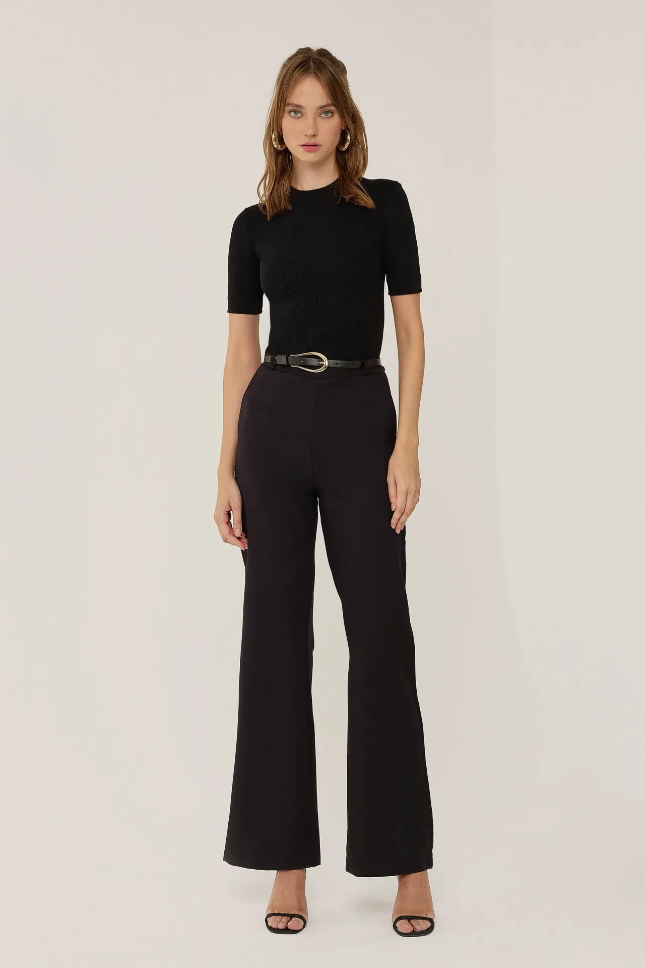 Solid Jumpsuit with Belt