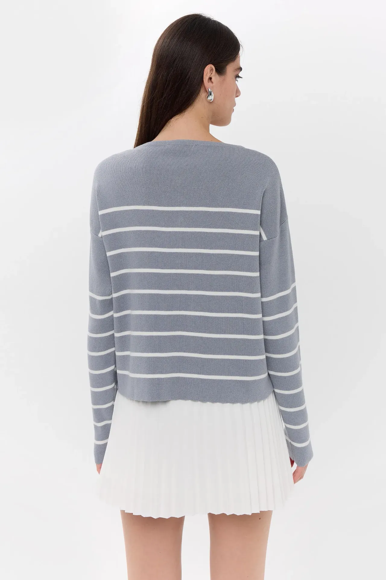 Striped Knitted Buttoned Cardigan
