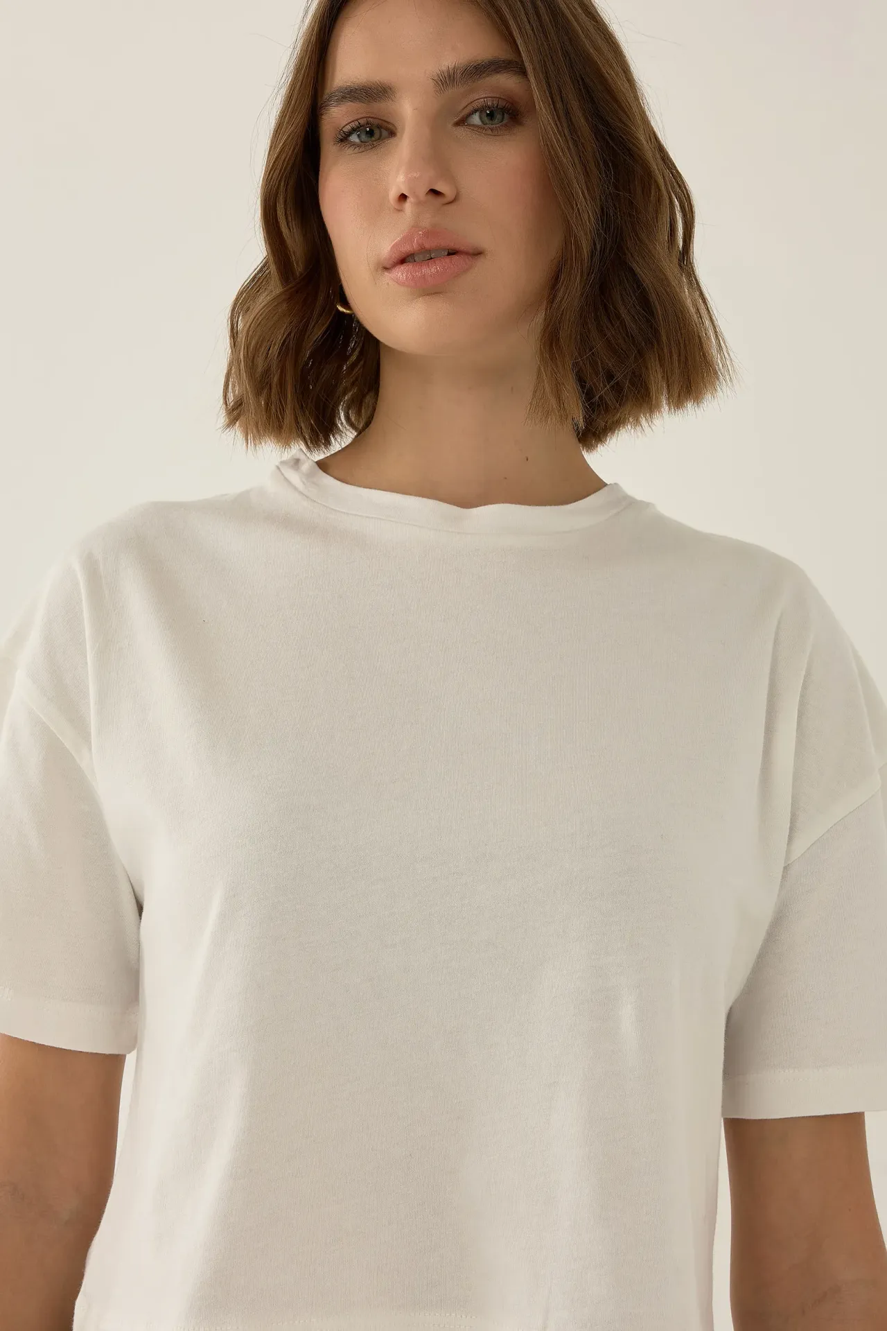 Basic Crew Neck Crop T-Shirt