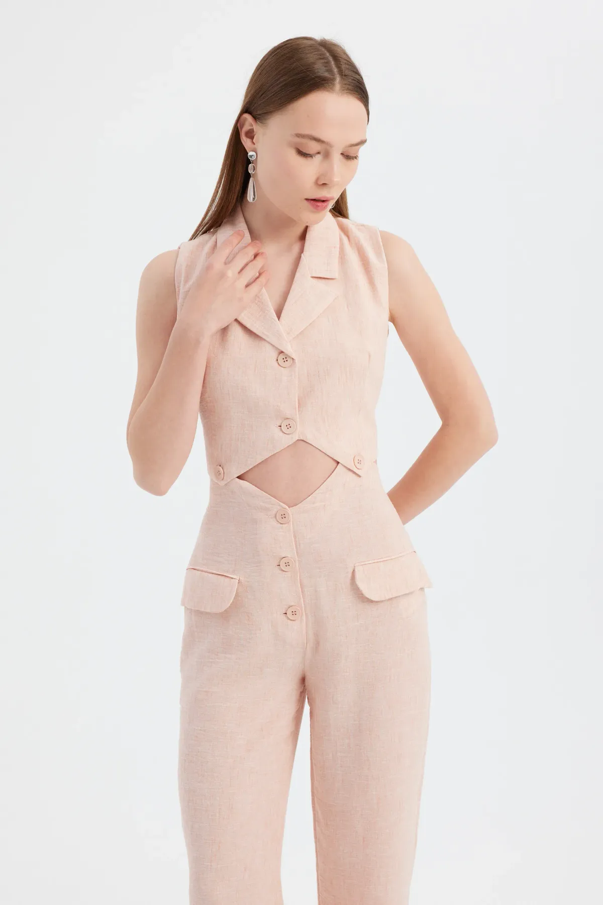 High-Waist Wide-Leg Coords Set with Pocket Detail 3