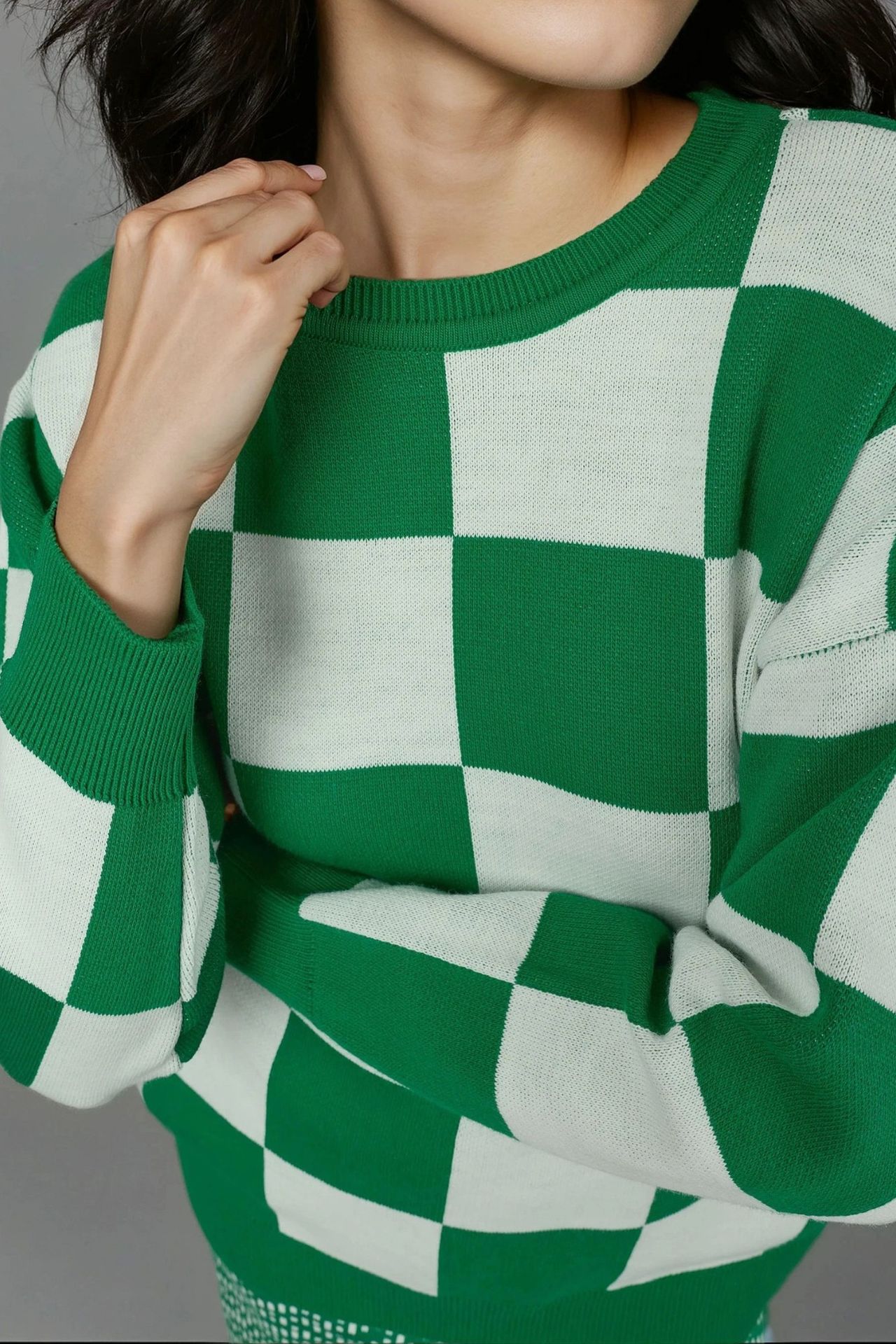 MY FASHION Plaid Ribbed Knit Sweater with Comfort Fit 5