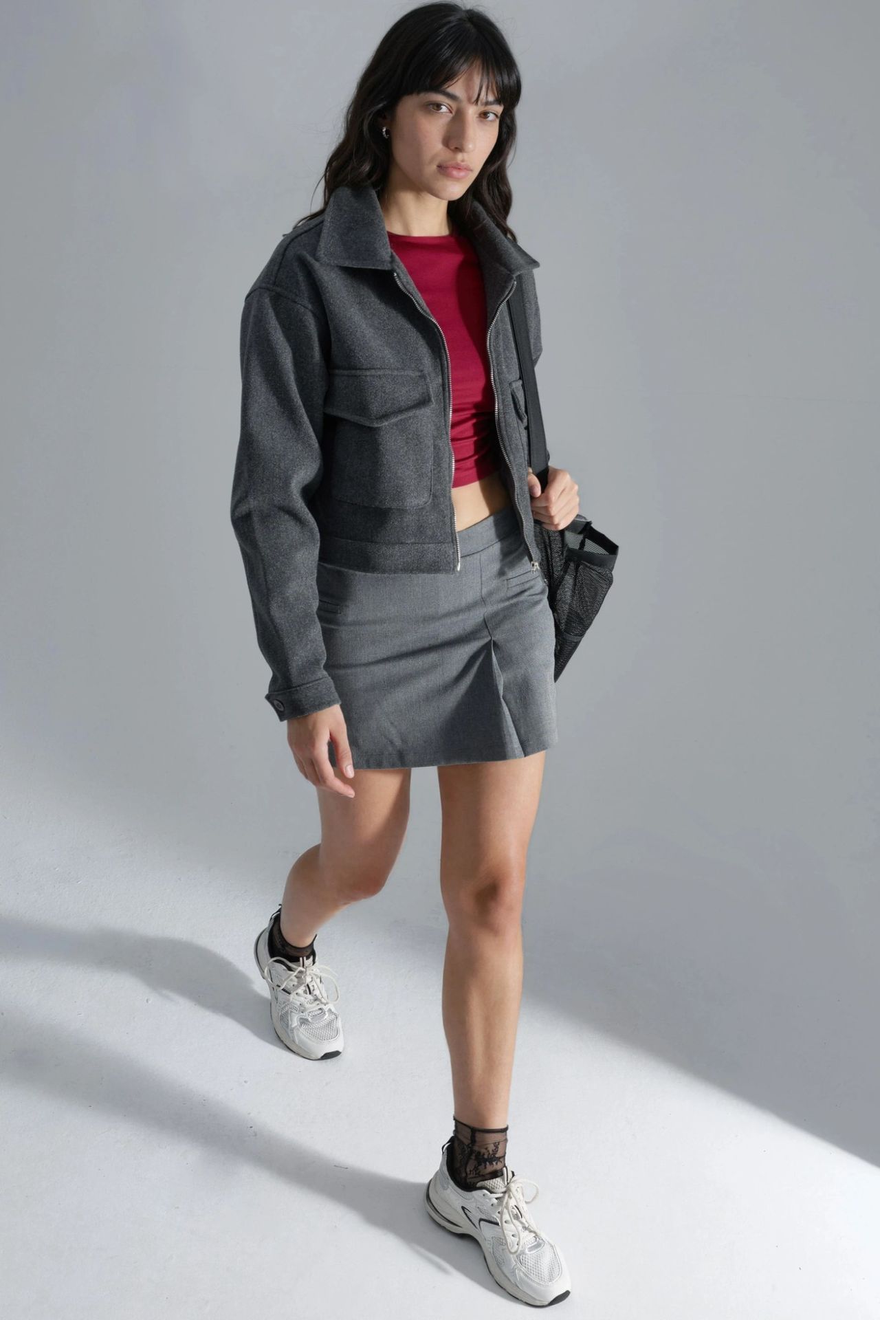 BUSEM Crop Gabardine Jacket with Zipper and Pocket 6