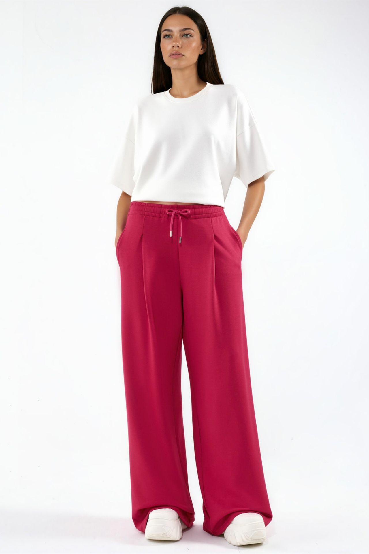 Modal Touch Pleated Wide Leg Pants 4