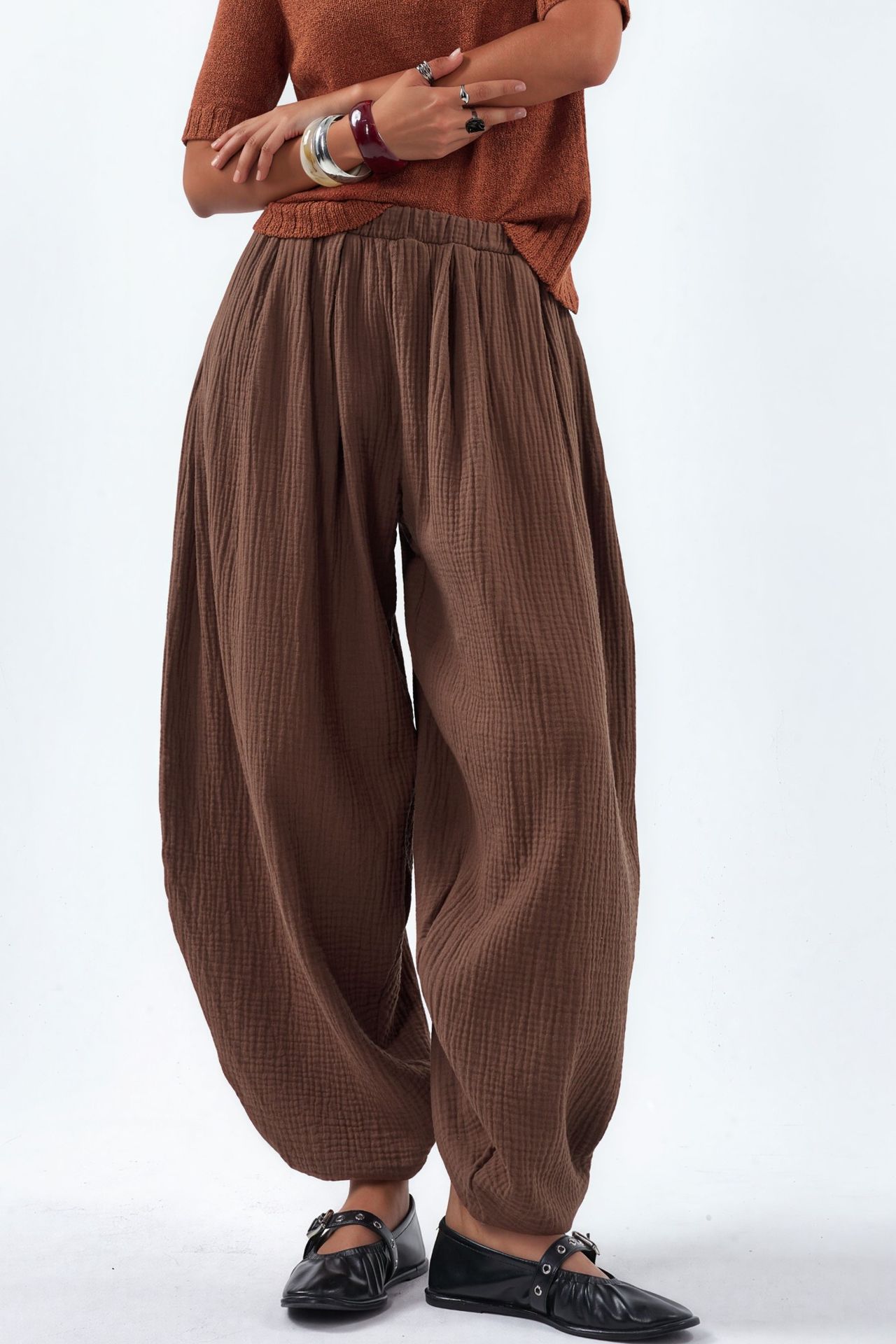 BUSEM Wide Leg Elastic Waist Trousers 1