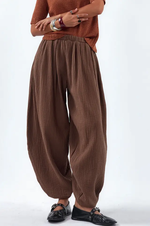 BUSEM Wide Leg Elastic Waist Trousers