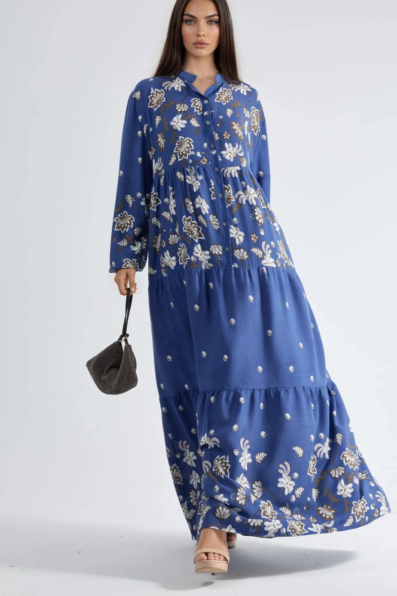 Patterned V-Neck Maxi Dress 8
