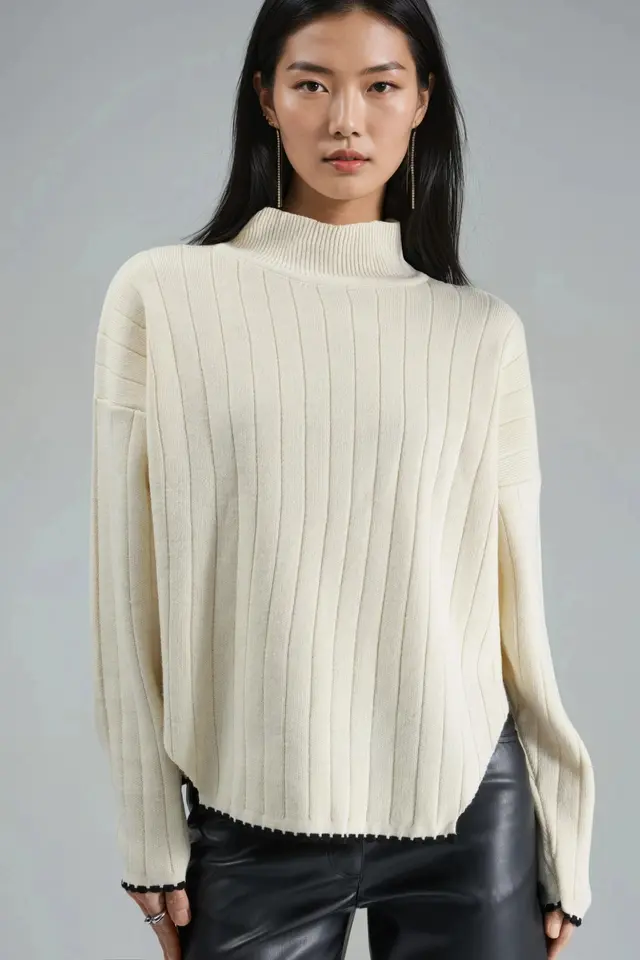 MY FASHION Oversized Sweater with Stitch Detail