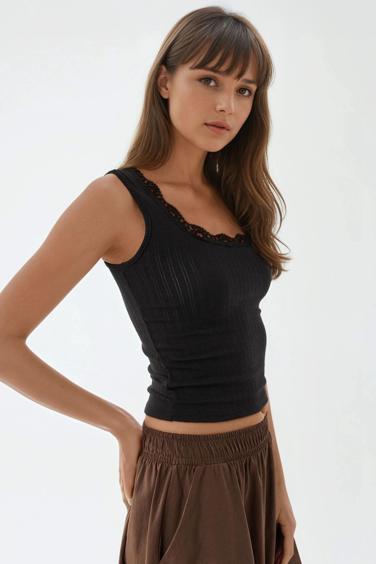BUSEM Lace Detail U Collar Tank Top 2