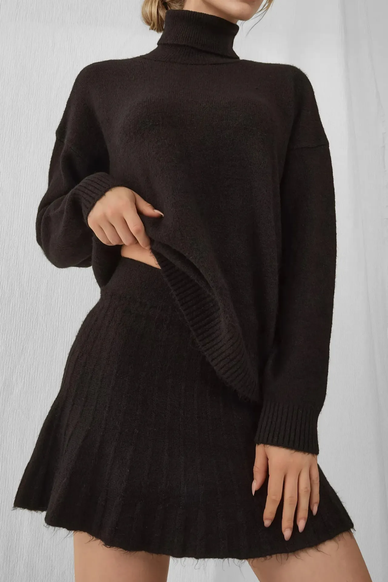 BDART Textured Oversized Turtleneck Knit Co-Ord Set 2