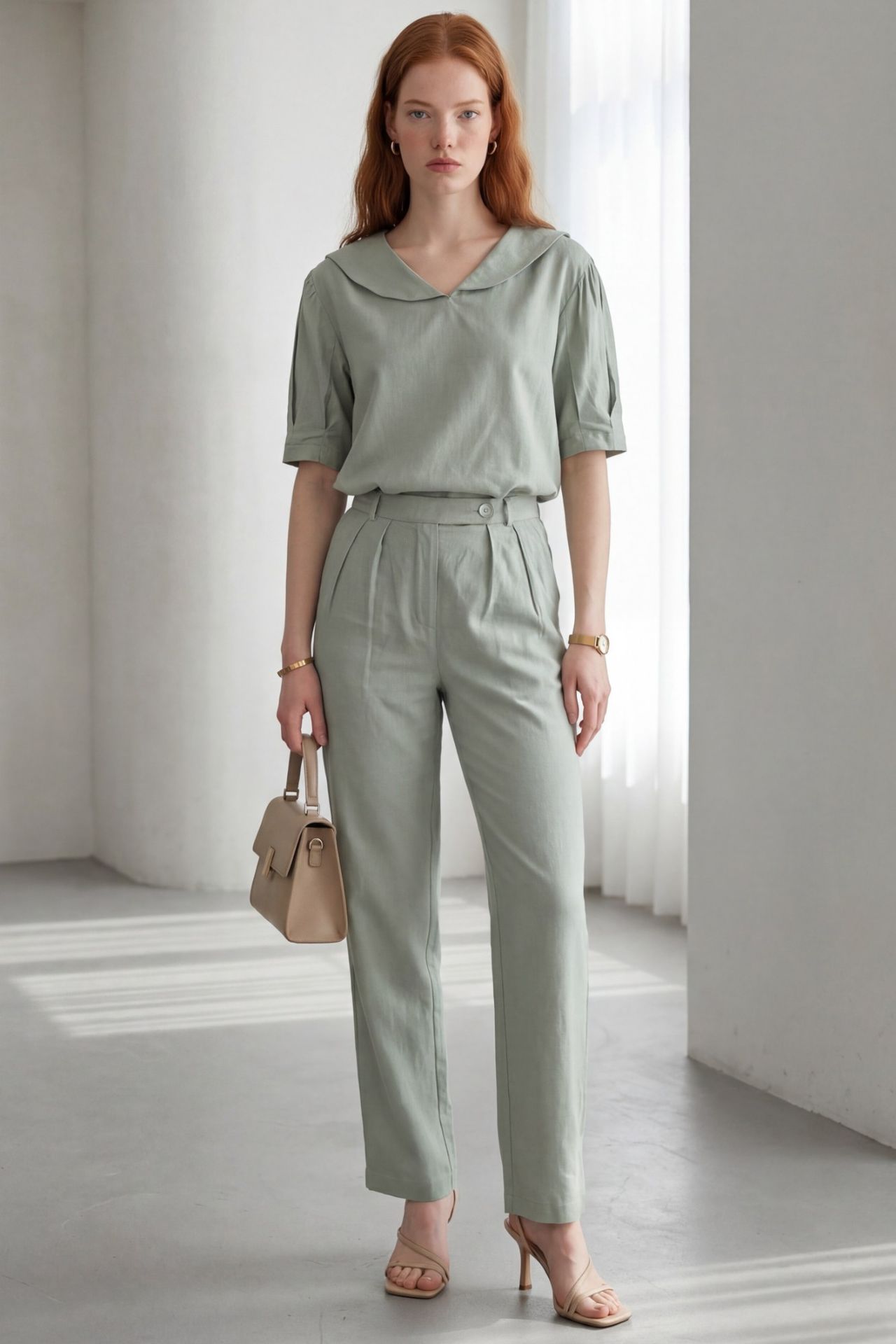 MY FASHION Shawl Collar Buttoned Two-Piece Coord Set 1