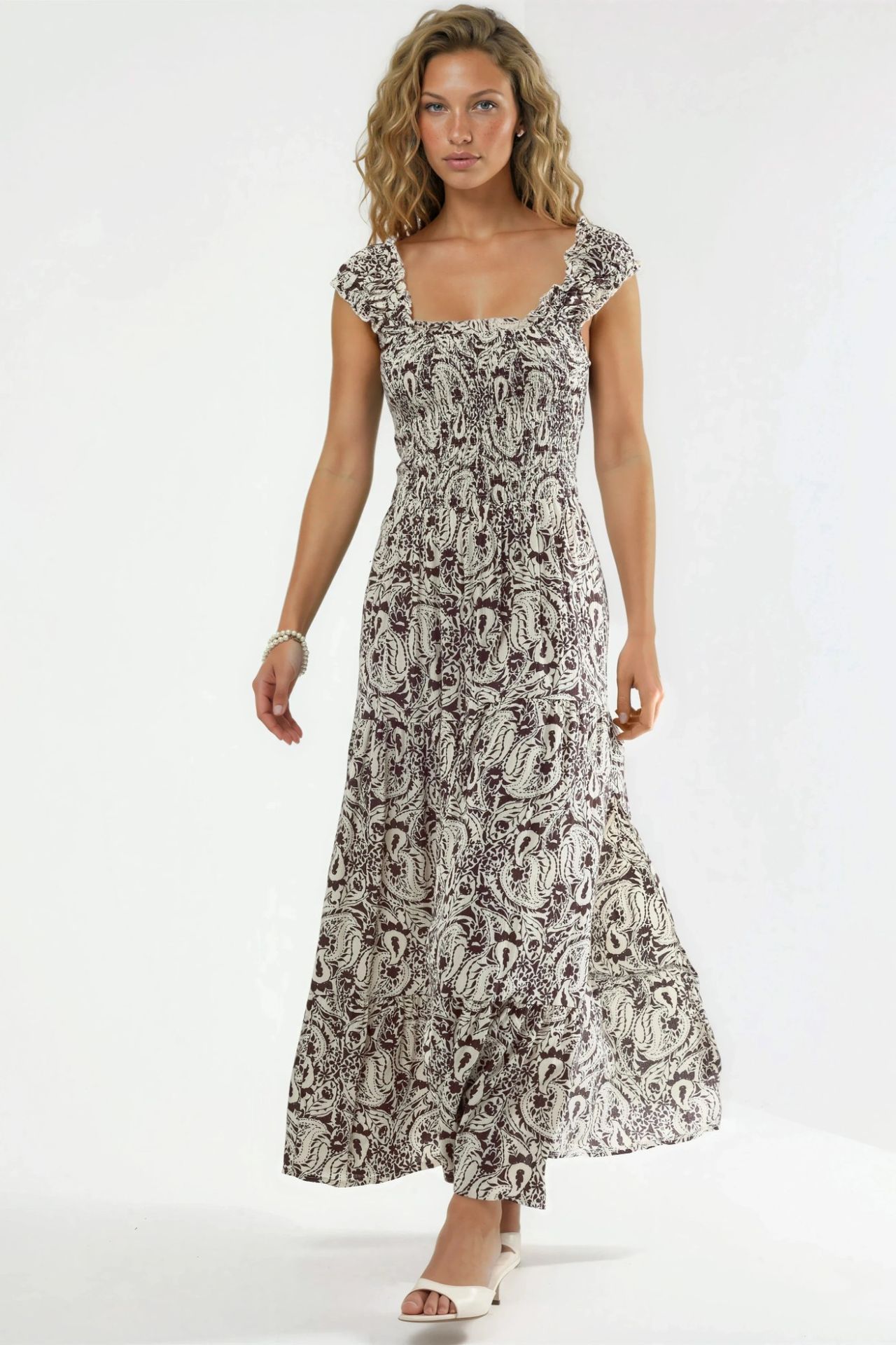 BUSEM Paisley Print Maxi Dress with Square Collar 5
