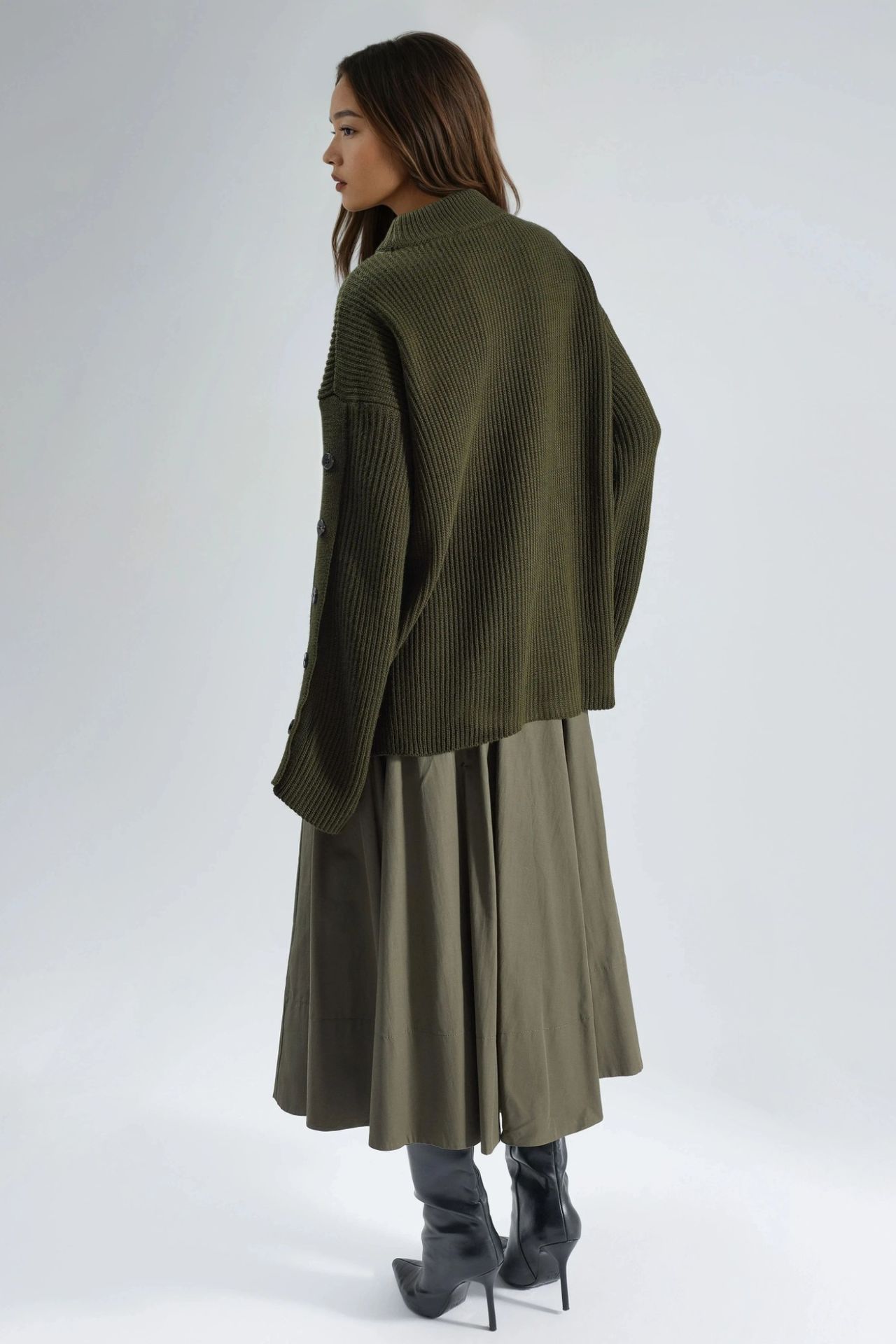 Thick Knit Slit and Button Detailed Sweater 3