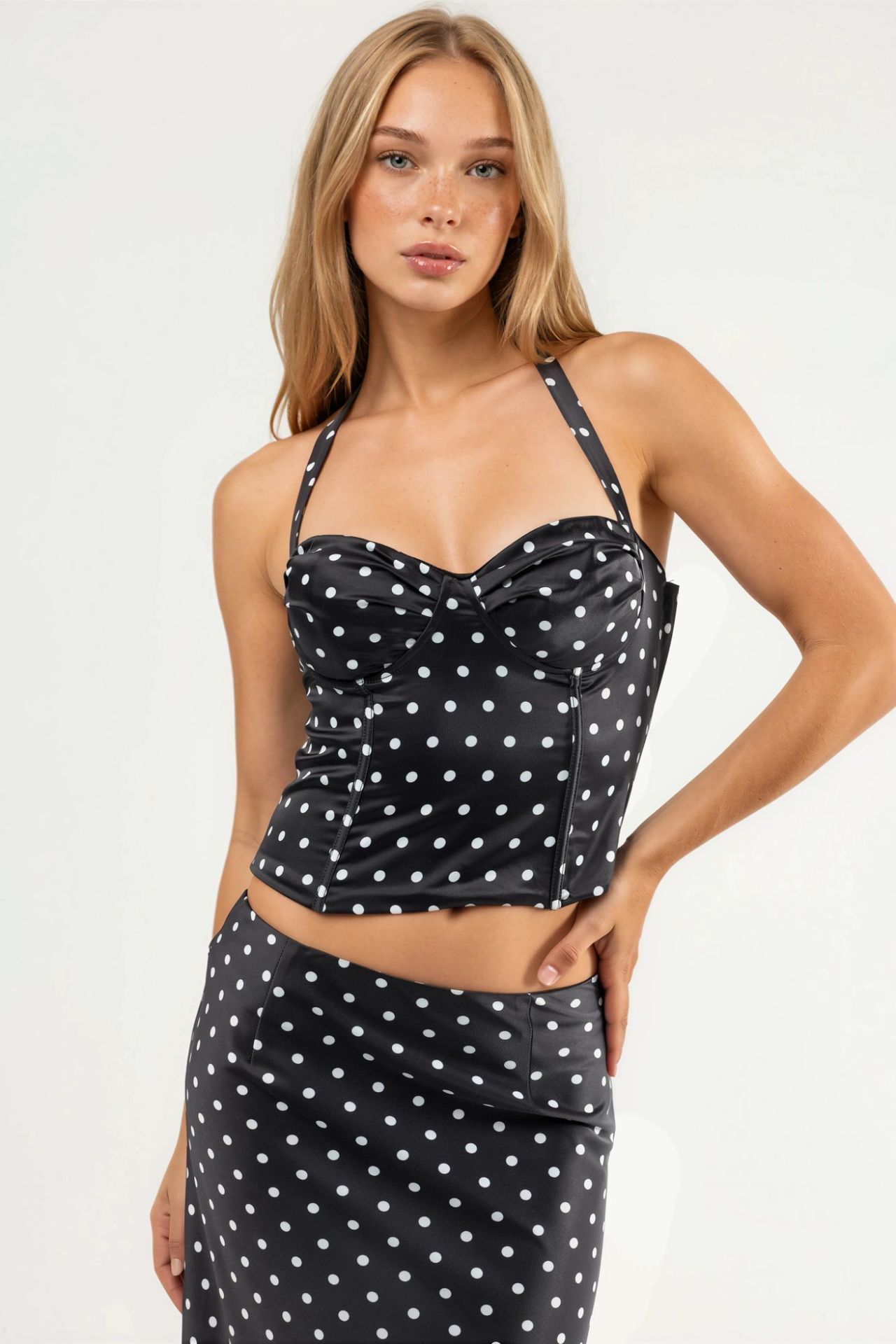 Heart Collar Polka Dot Crop Top 6