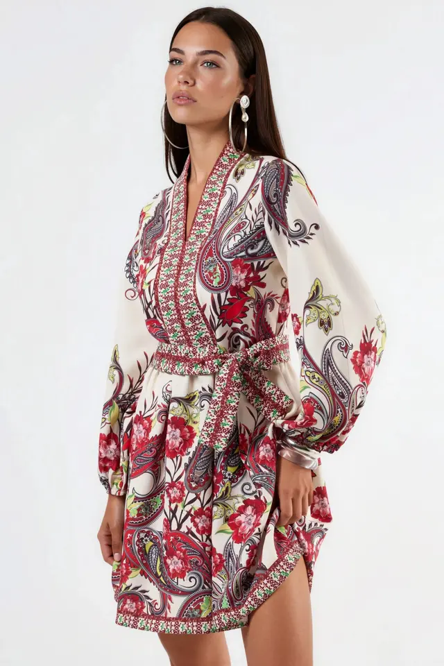 MSN Patterned A-line Mini Dress