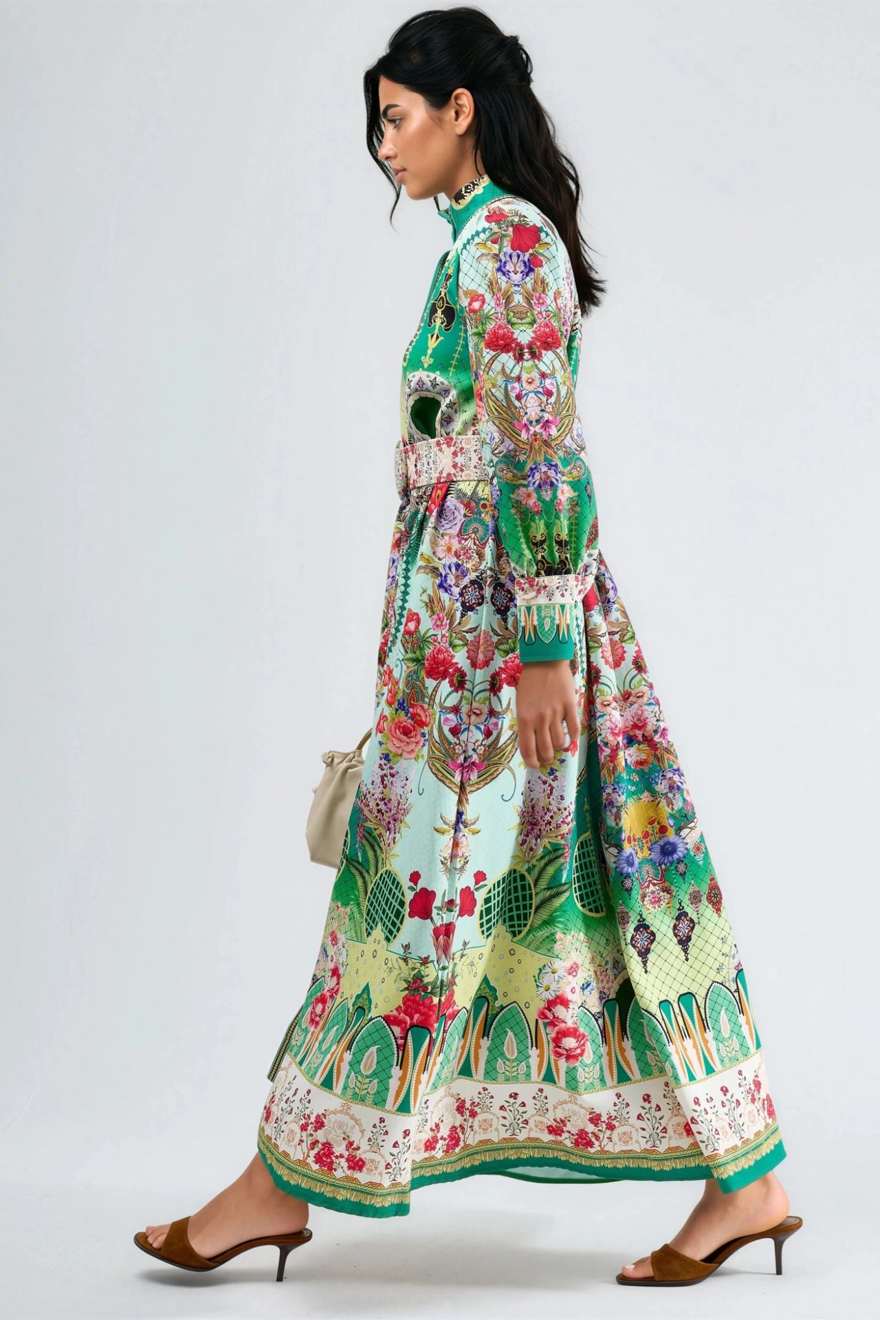MSN Floral Belted Maxi Dress