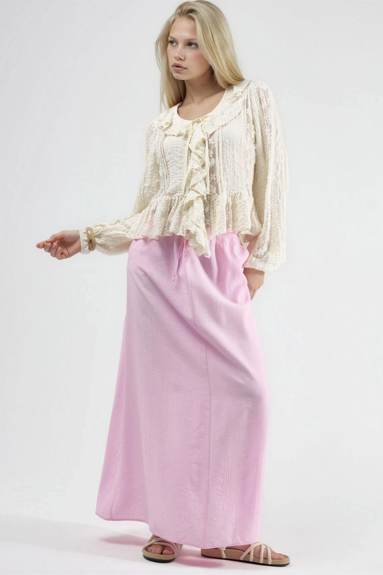 BUSEM High Waist A-Line Maxi Skirt 5