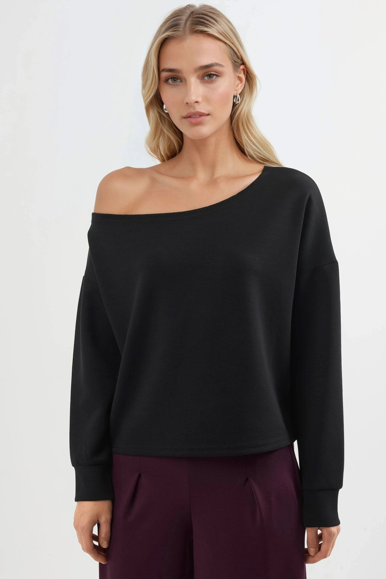 BUSEM Asymmetrical Collar Relaxed Fit Sweatshirt 7