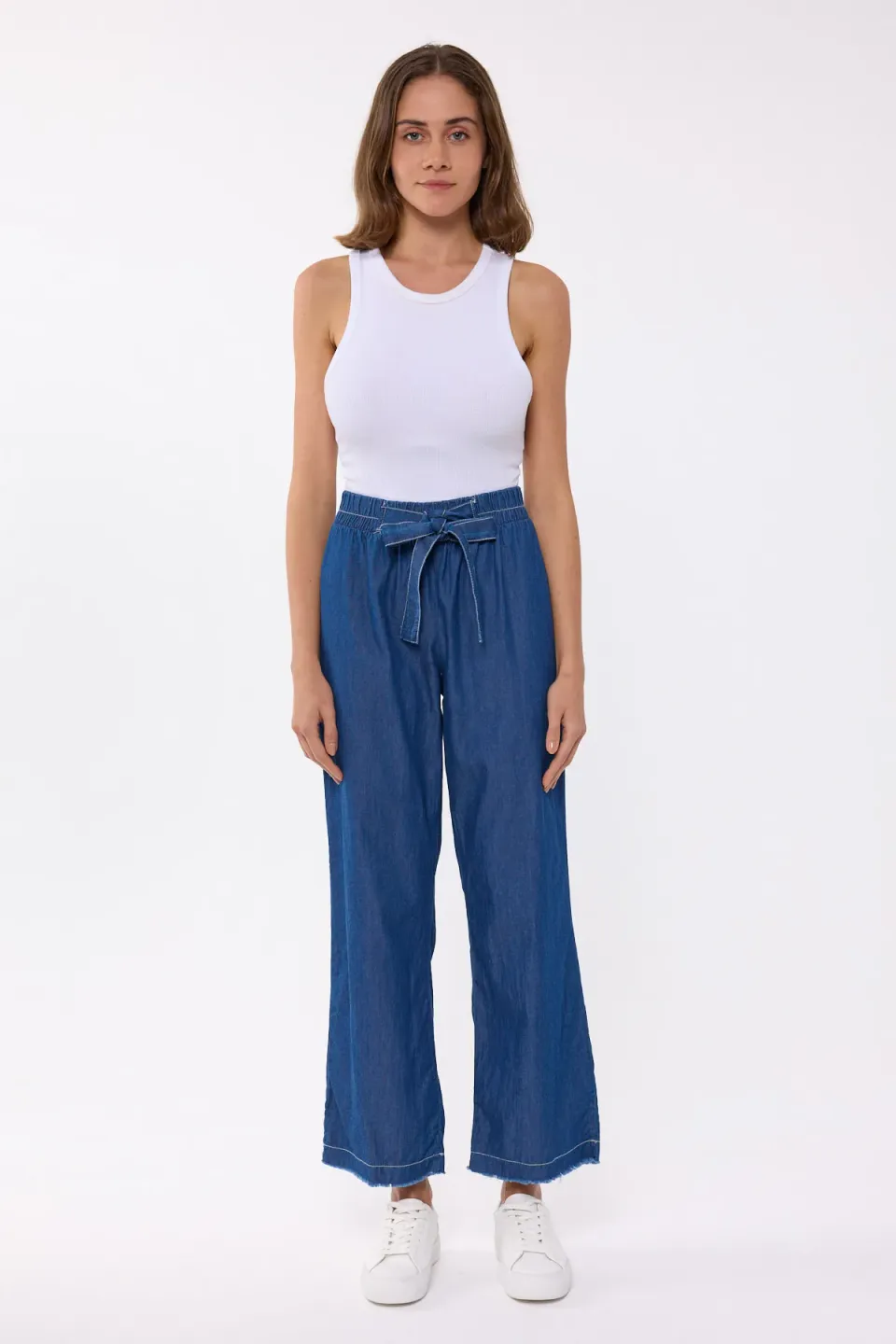 High-Waisted Flare Jeans with Ribbon Belt