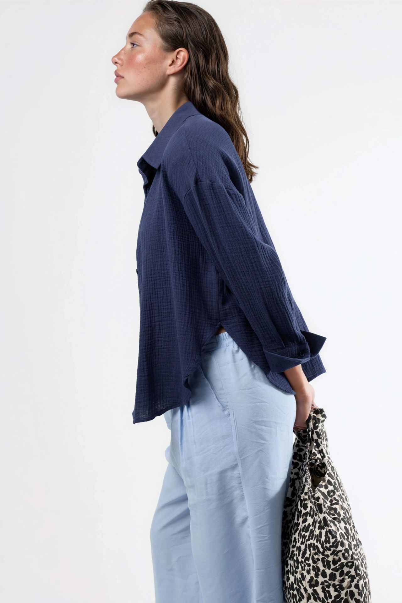 BUSEM Textured Woven Cotton Button-Up Shirt 4
