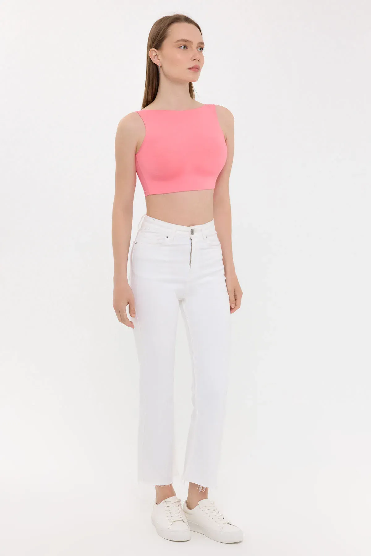 Sleeveless Round Neck Top with Back Detail 3