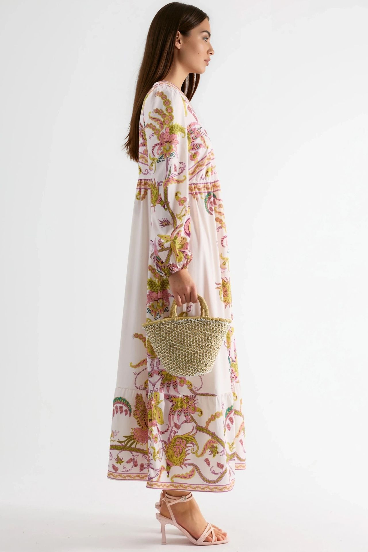 MSN Belted Printed Maxi Dress with V-Neck 6