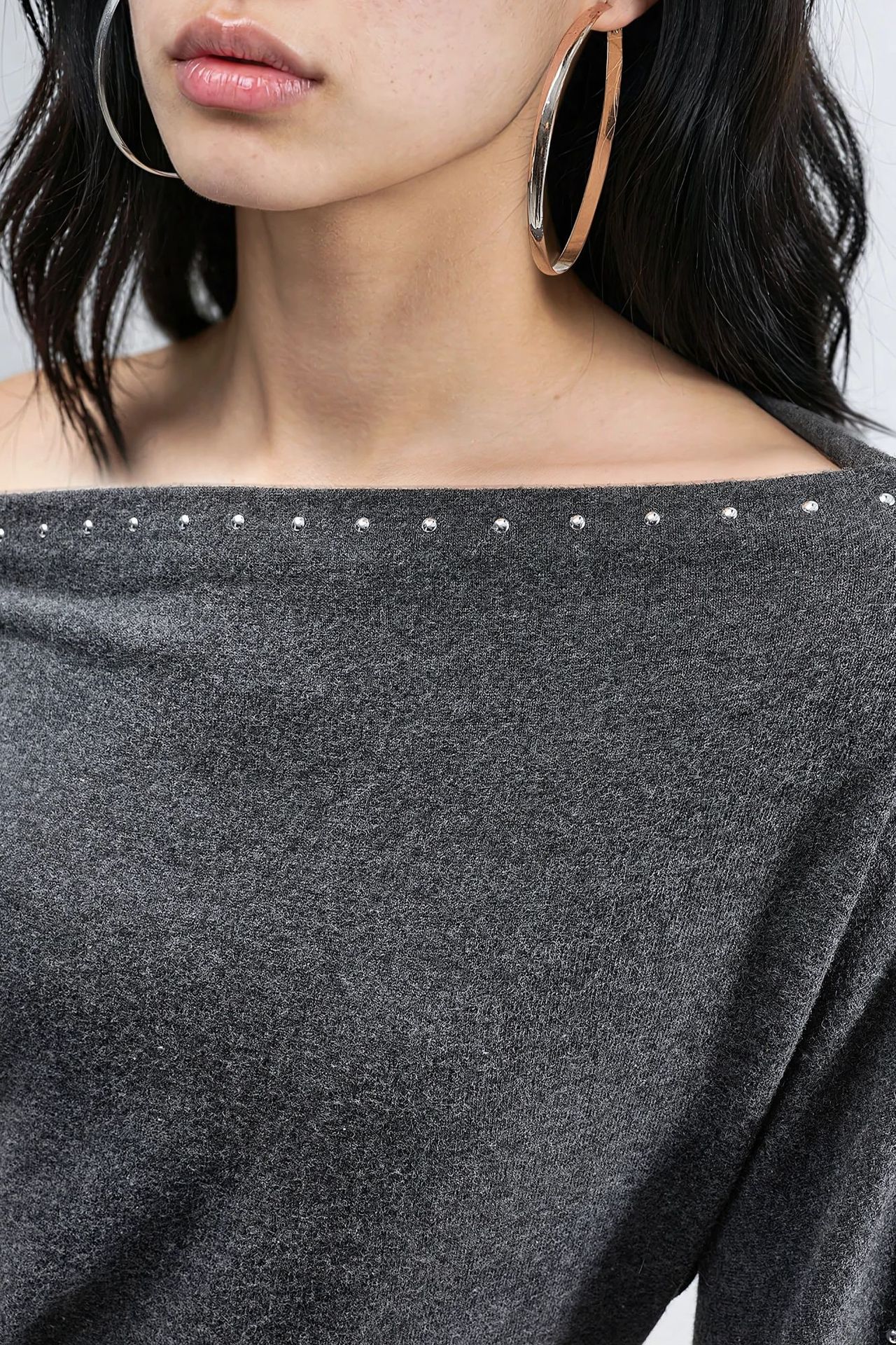 BUSEM Boat Neck Blouse with Stone Accessory 6