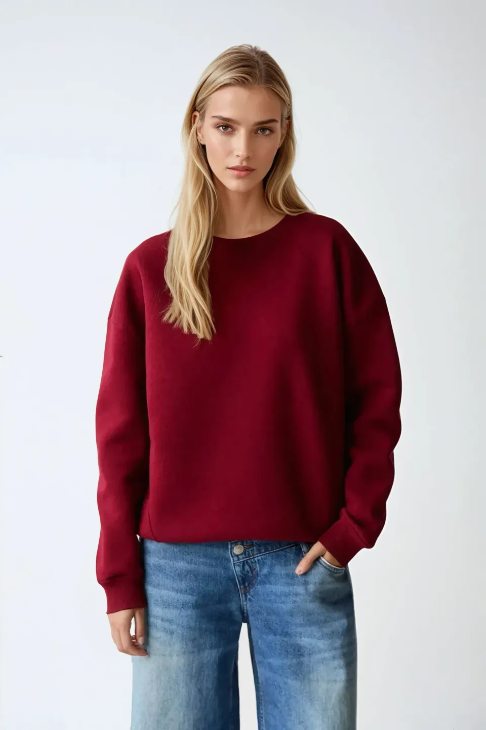 Oversized Crew Neck Basic Sweatshirt