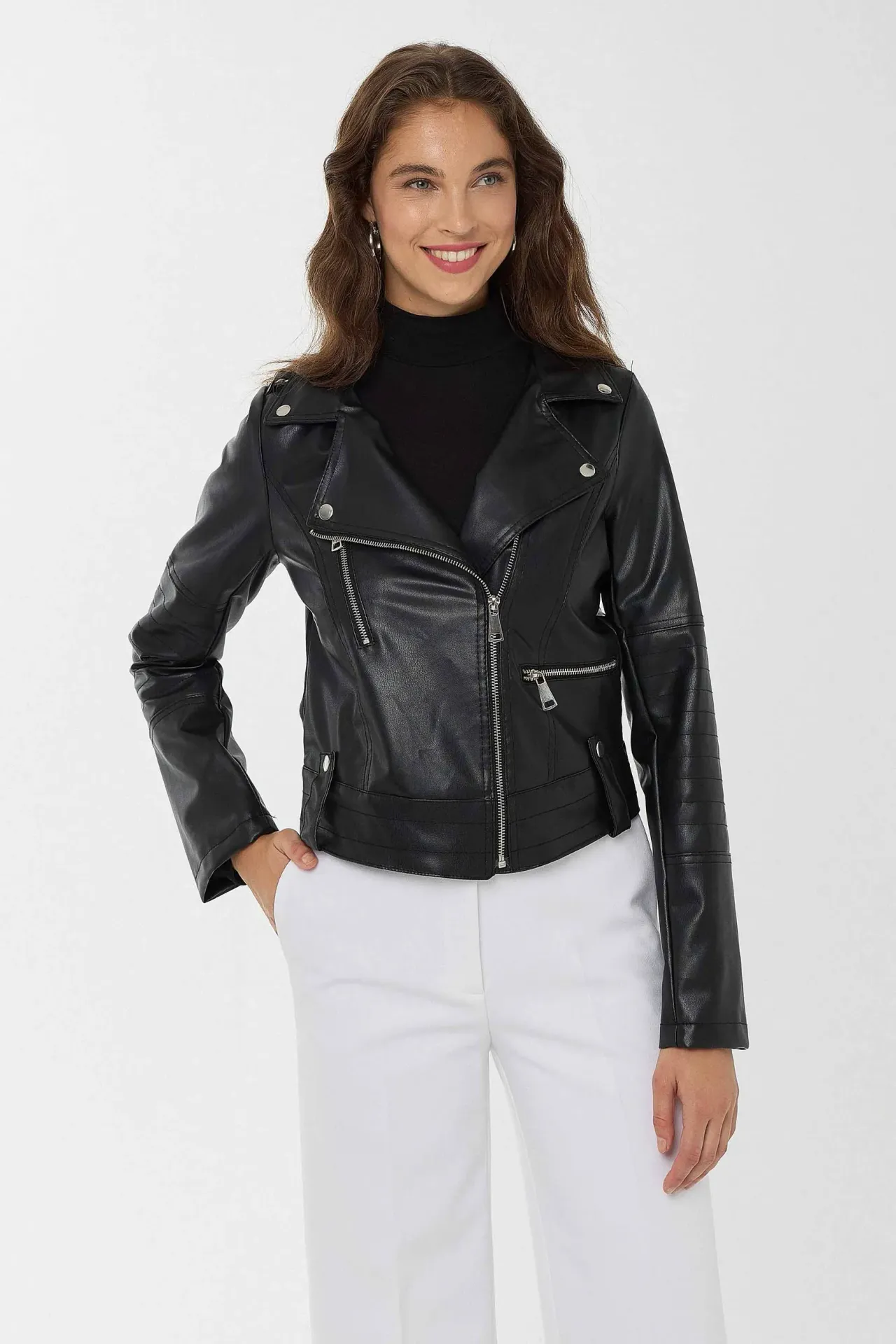 Faux Leather Biker Jacket