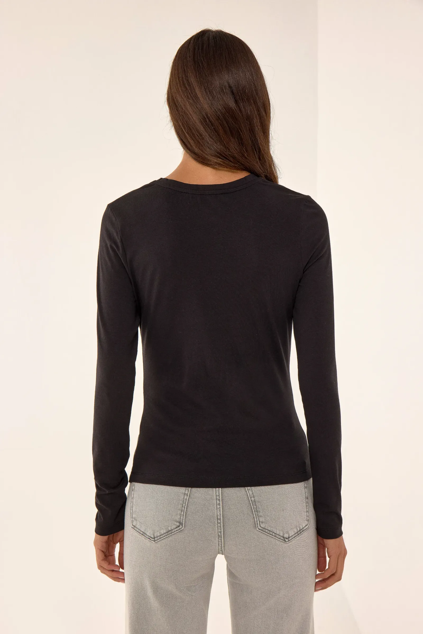 Asymmetric Long Sleeve Crew Neck Top 5