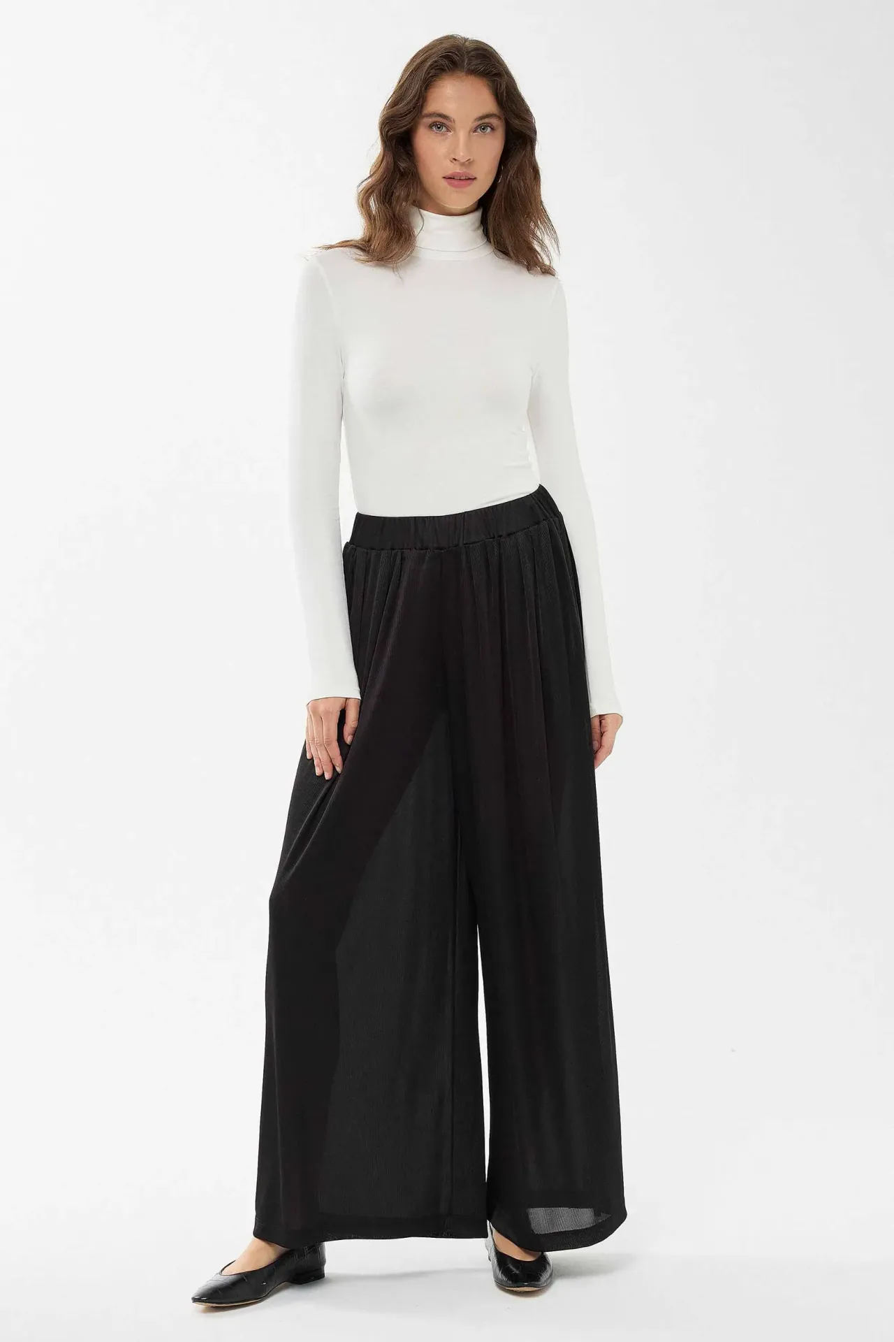 Wide Leg Elastic Waist Pants