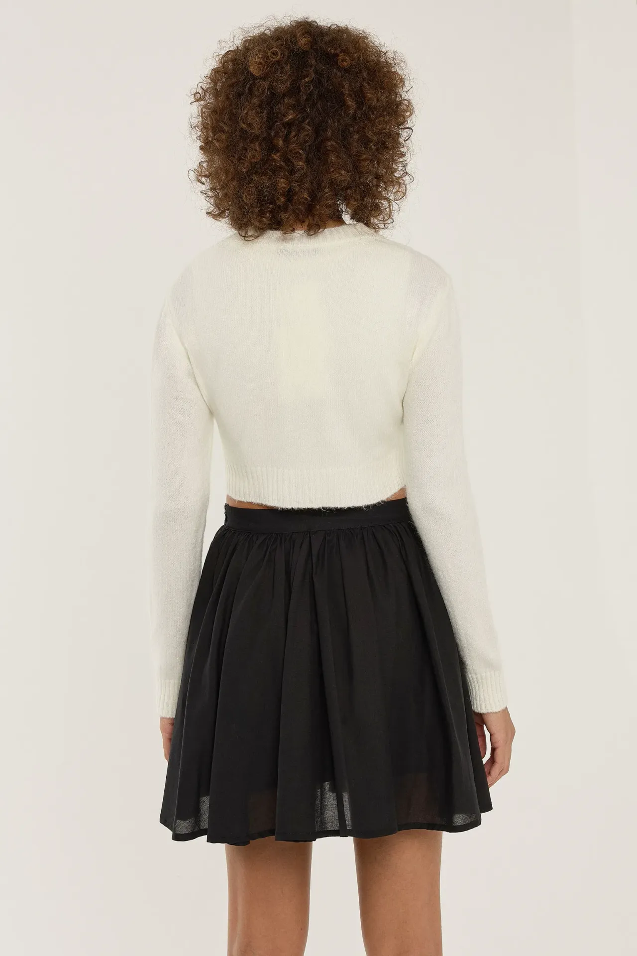 Knitted V-Neck Two Pieces Set with Button Detail