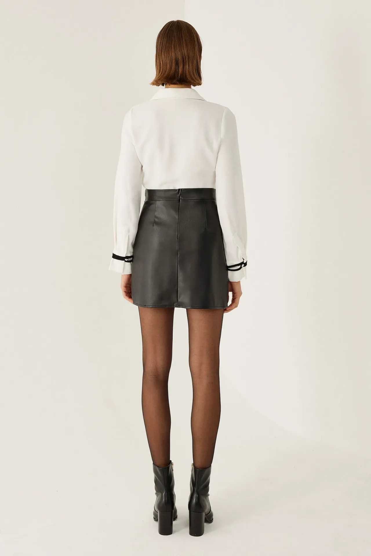 Mini Faux Leather Skirt with Slit