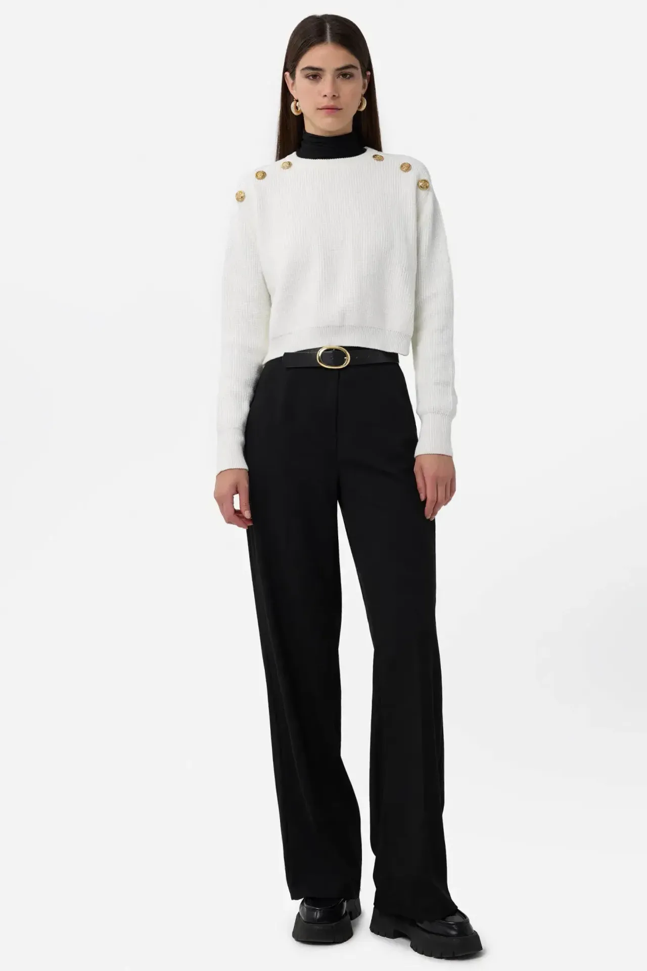 Knitted Button-Detail Sweater