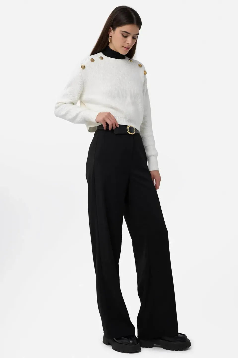 Knitted Button-Detail Sweater