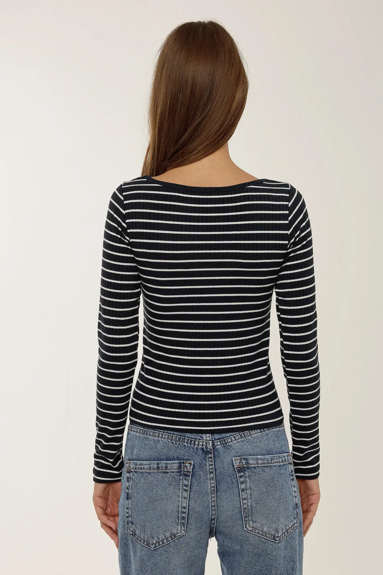 Striped Pool Collar Blouse