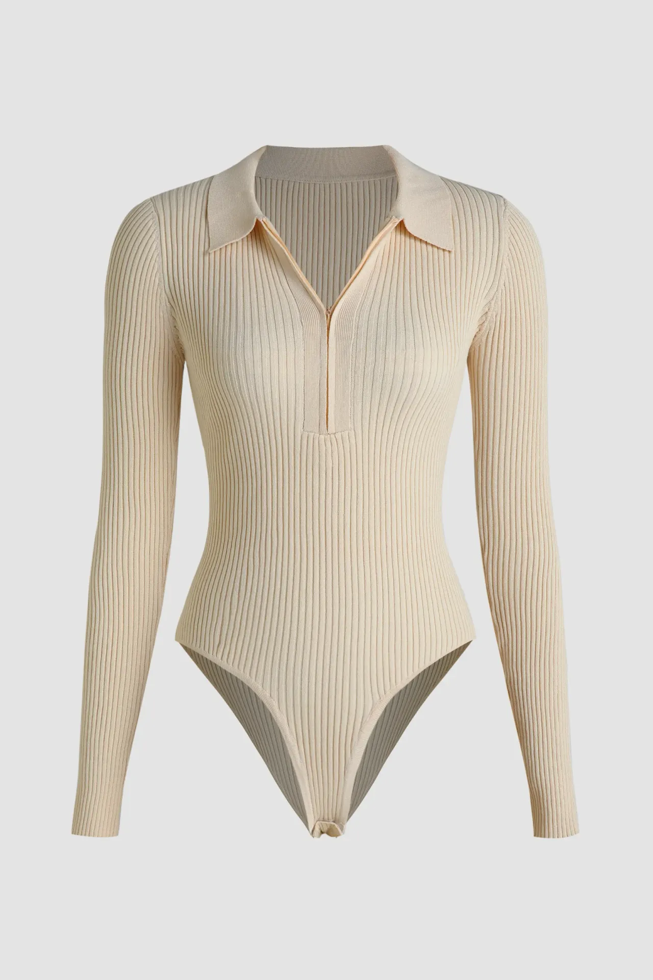 Polo Neck Zipper Bodysuit