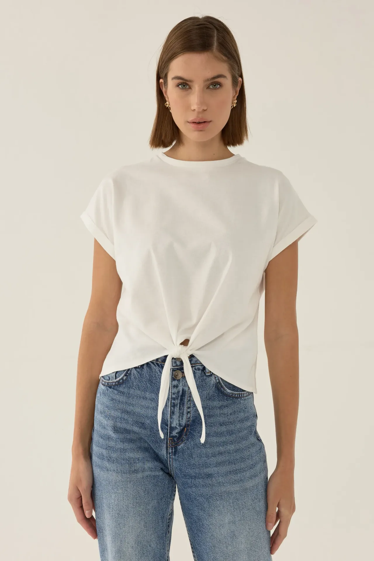 Basic Crew Neck Cropped T-Shirt