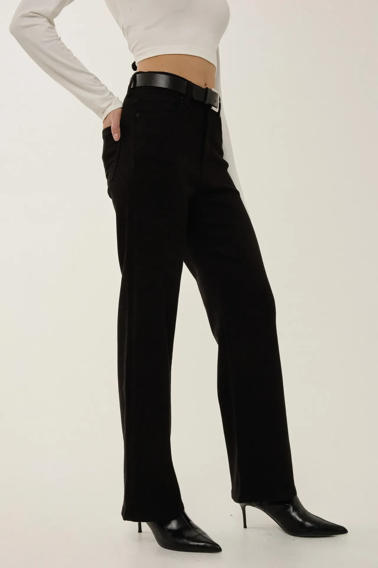 High Waist Straight Leg Denim Jeans