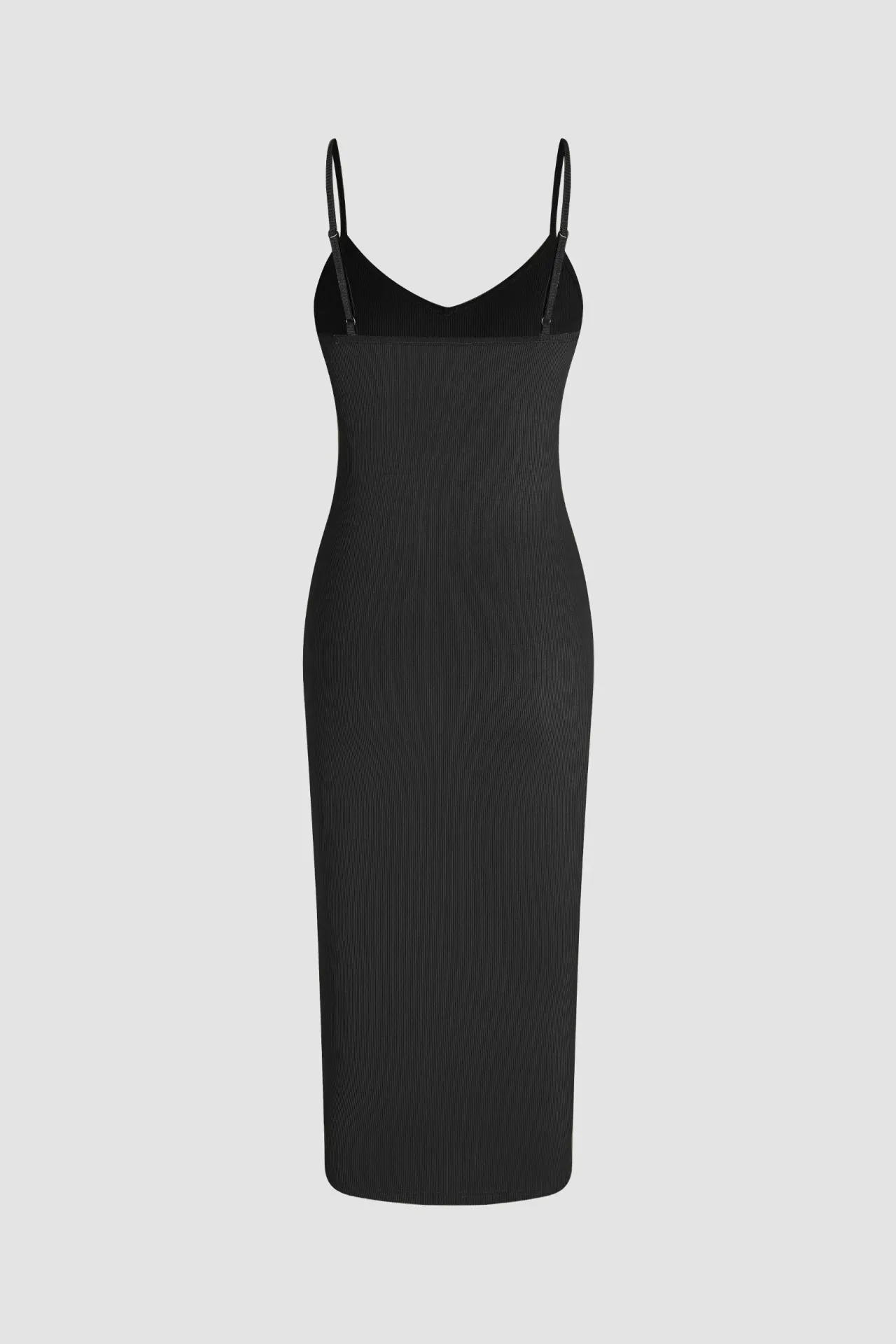 V-Neck Bodycon Midi Dress with Thin Straps