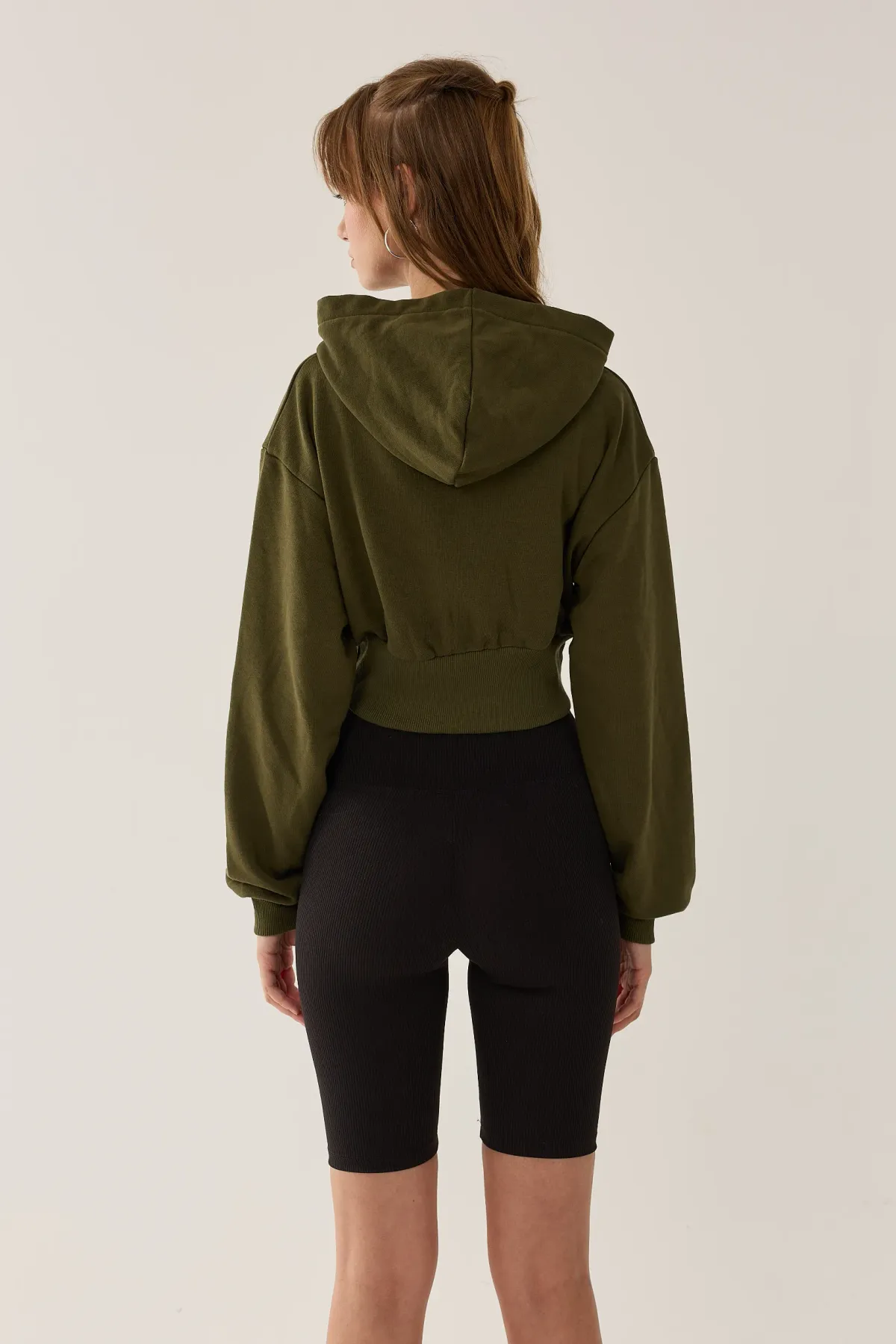 Slim Fit Cropped Hoodie with Zipper 5