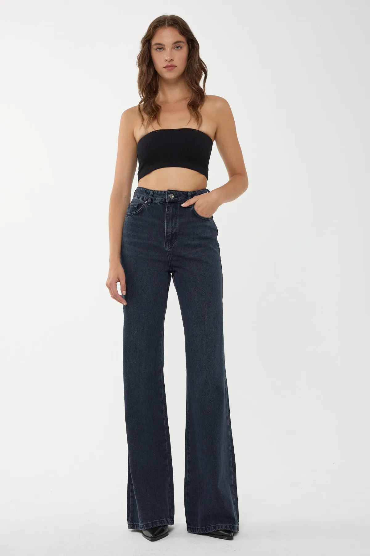 High Waist Wide Leg Denim Jeans 1