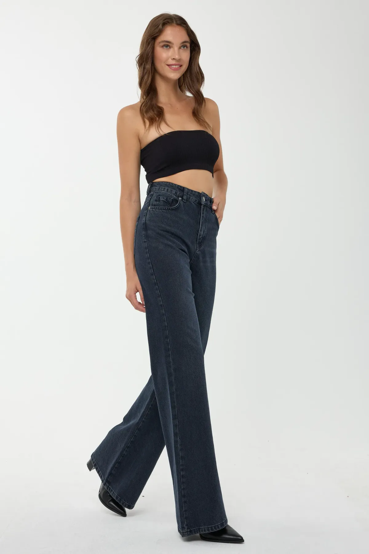 High Waist Wide Leg Denim Jeans 4