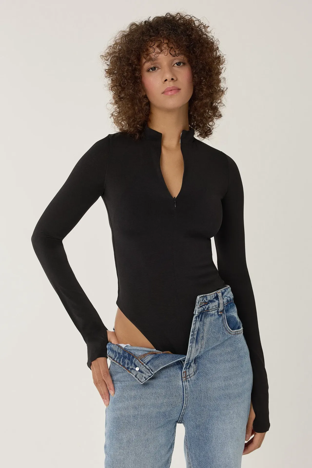 Zipper Collar Bodysuit