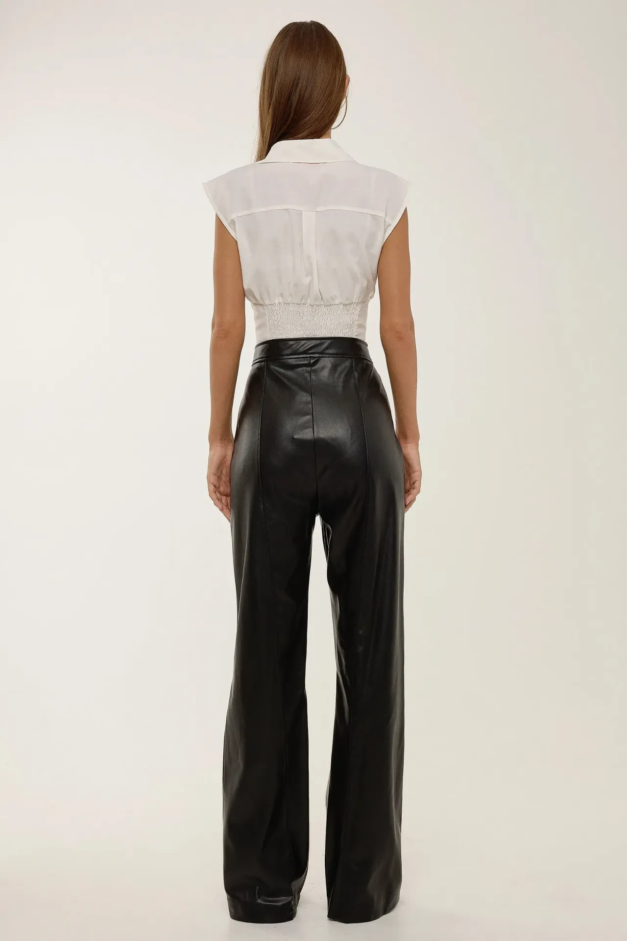 Wide Leg Faux Leather Pants