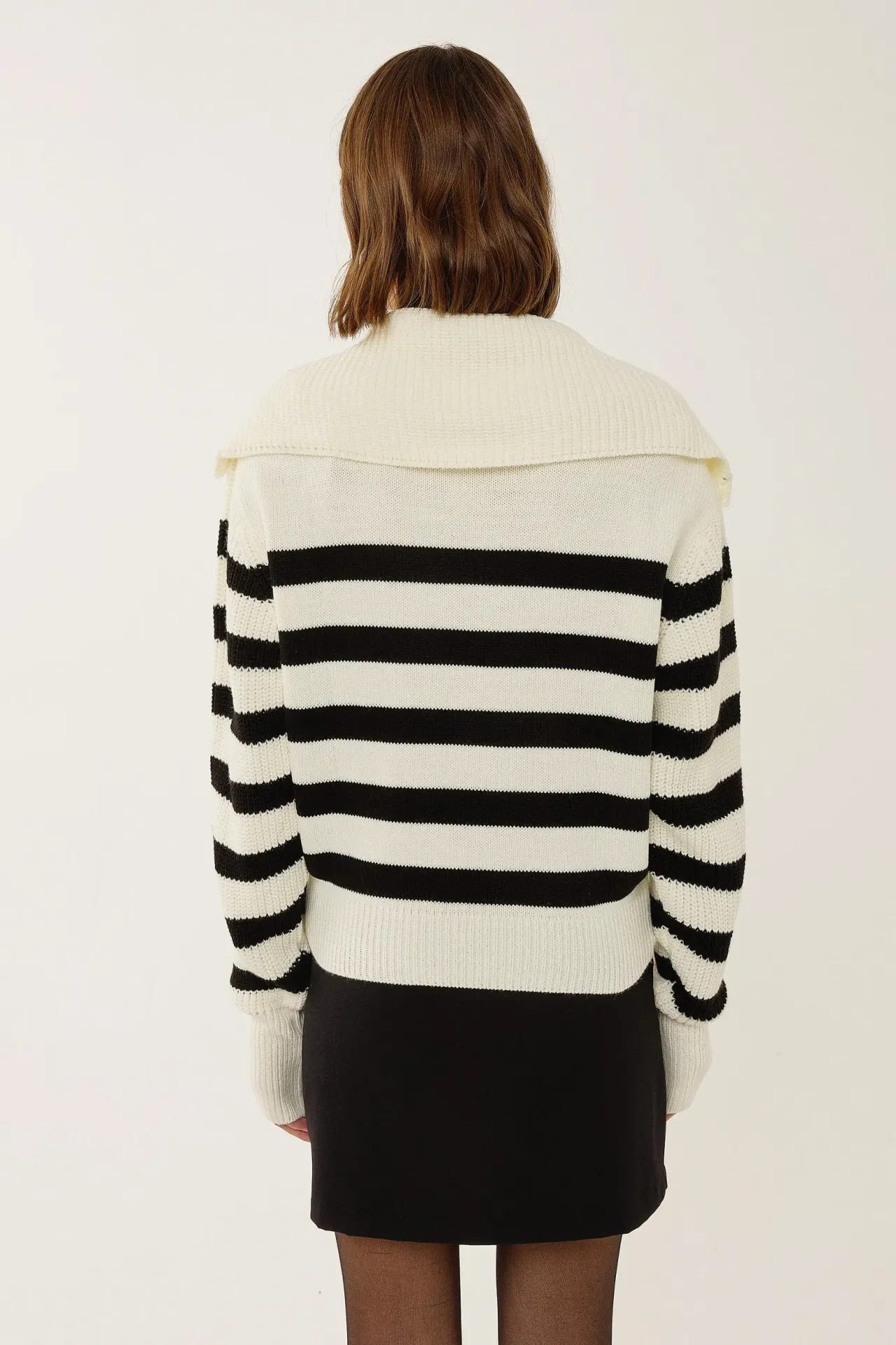 Oversized Striped Zippered Sweater