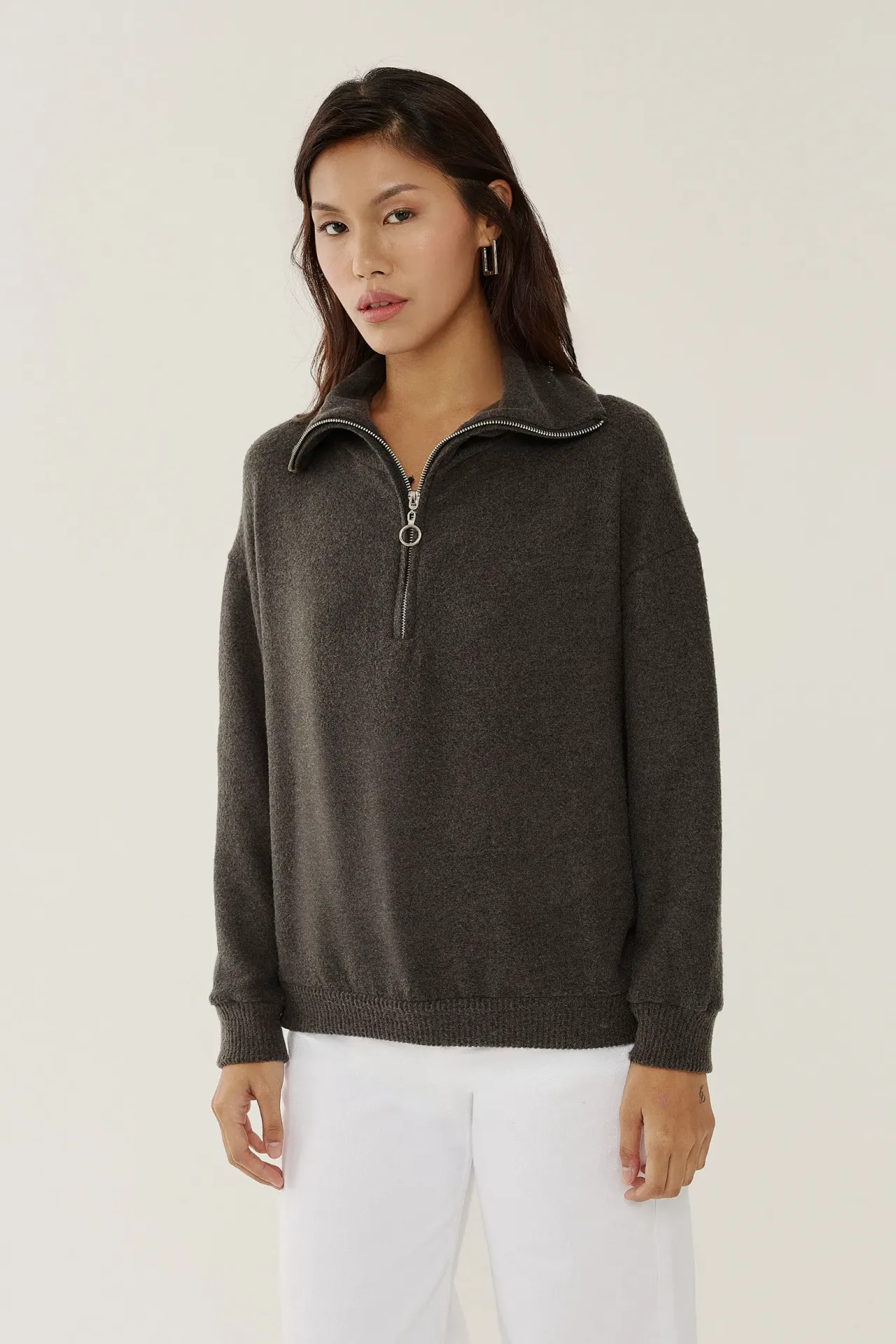 Zipper Collar Sweatshirt