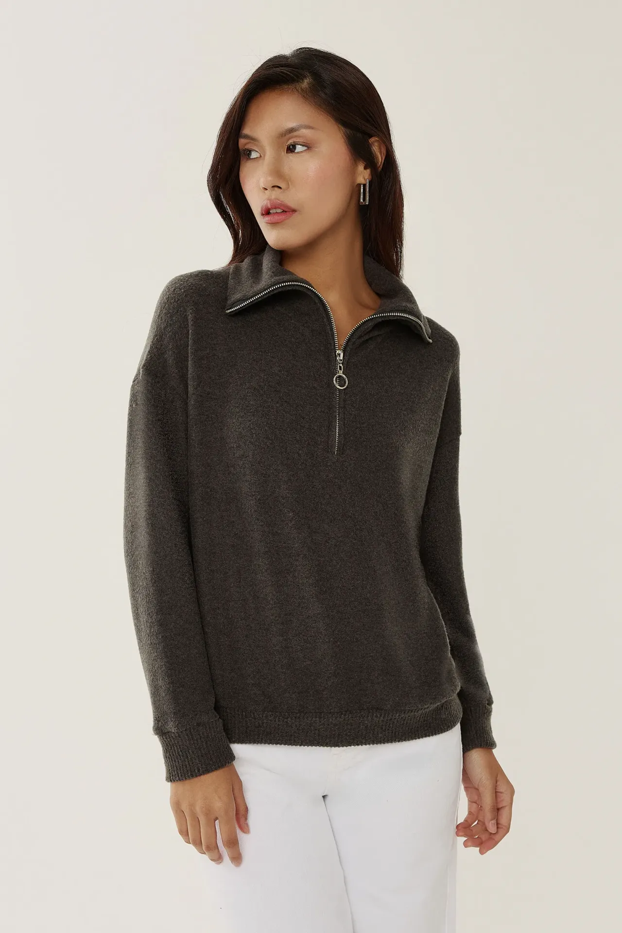 Zipper Collar Sweatshirt